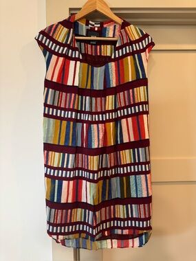 Maeve Multicolor Striped Mini Dress — Red, Blue, Yellow, Green